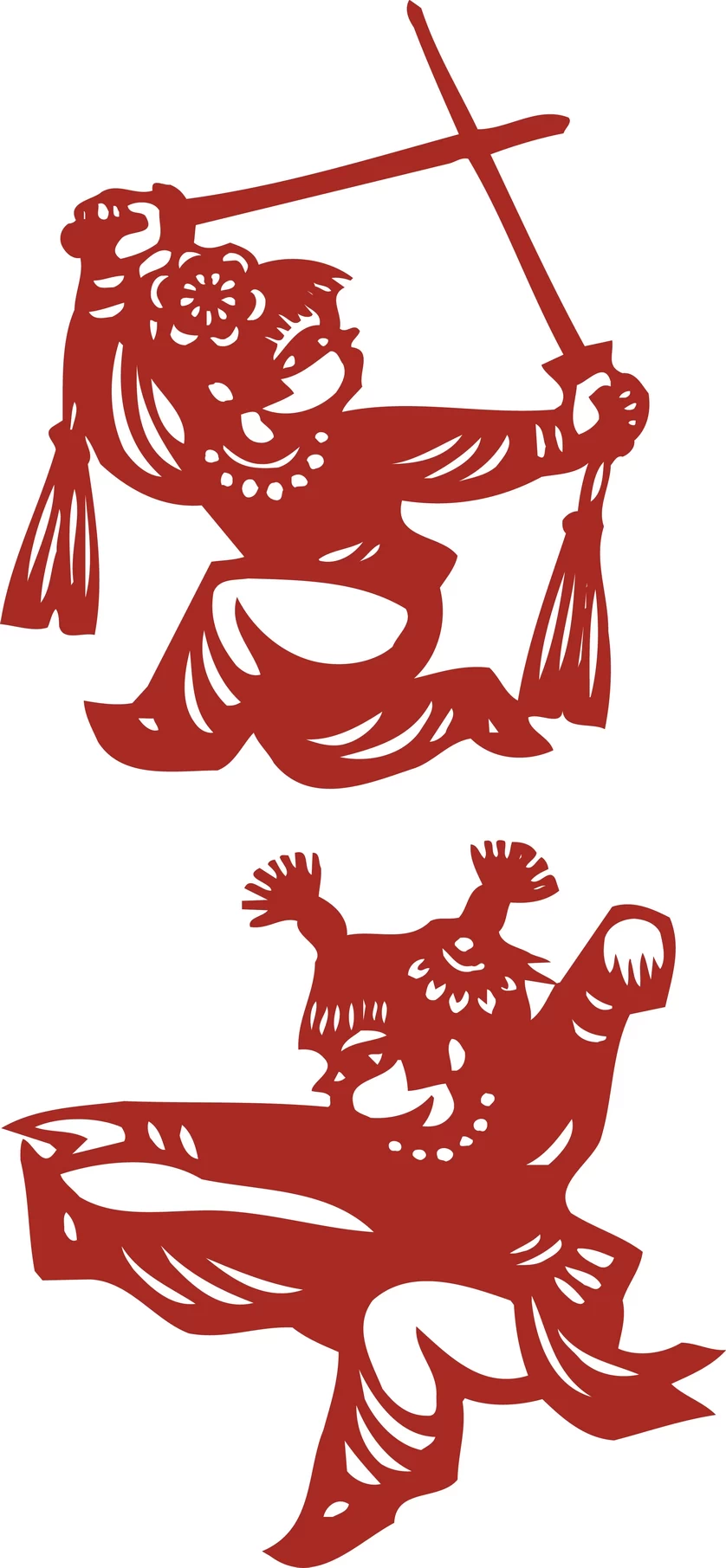 中国风中式传统喜庆民俗人物动物窗花剪纸插画边框AI矢量PNG素材【2596】